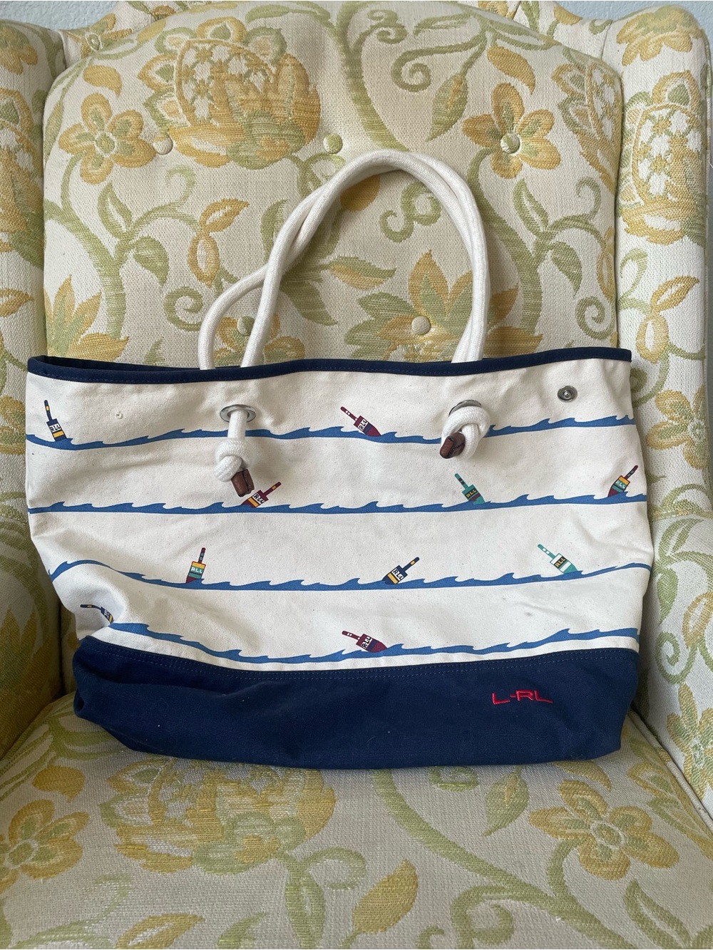 Lauren By Ralph Lauren Casco Beach Tote Bag Canvas with Rope Handle - Picture 2 of 16